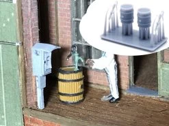 Modellbahnunion MU-H0-A00289 H0 Finescale Holzfass Mit Schwengelpumpe 2x